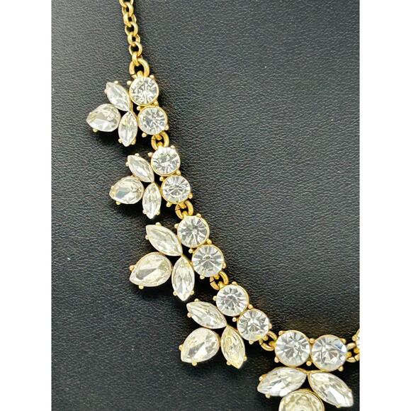 J Crew Gold Tone Statement Necklace with Clear Stones - Picture 3 of 16